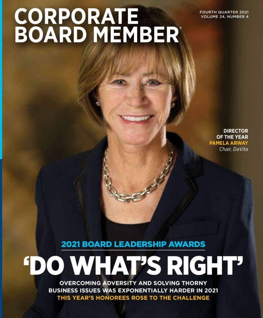 2021 director of the year magazine cover with Pamela Arway on the front cover