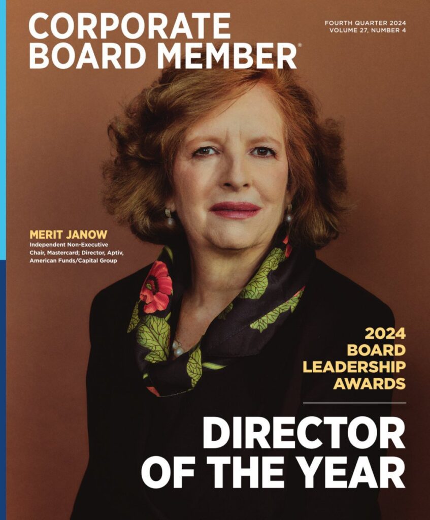 2024 director of the year magazine cover with Merit Janow on the front cover