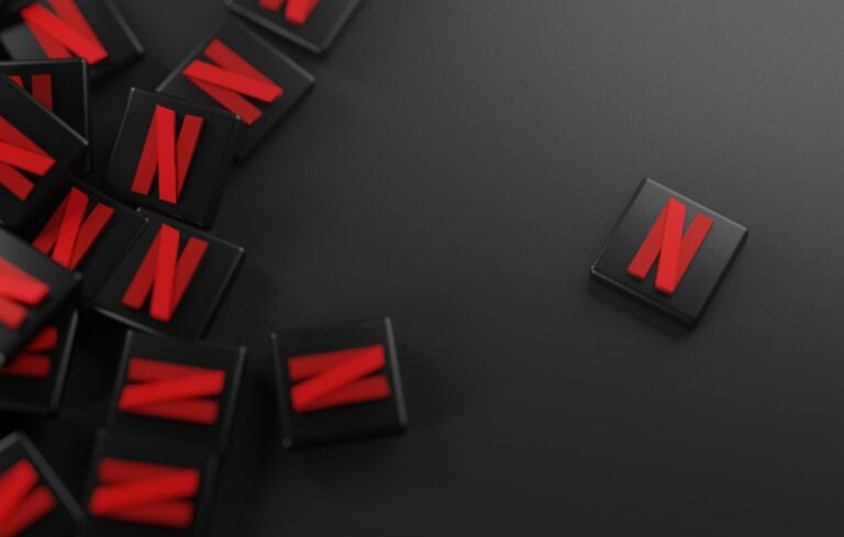 A Bunch of Netflix Logos. Copy Space Banner Background 3D Rendering