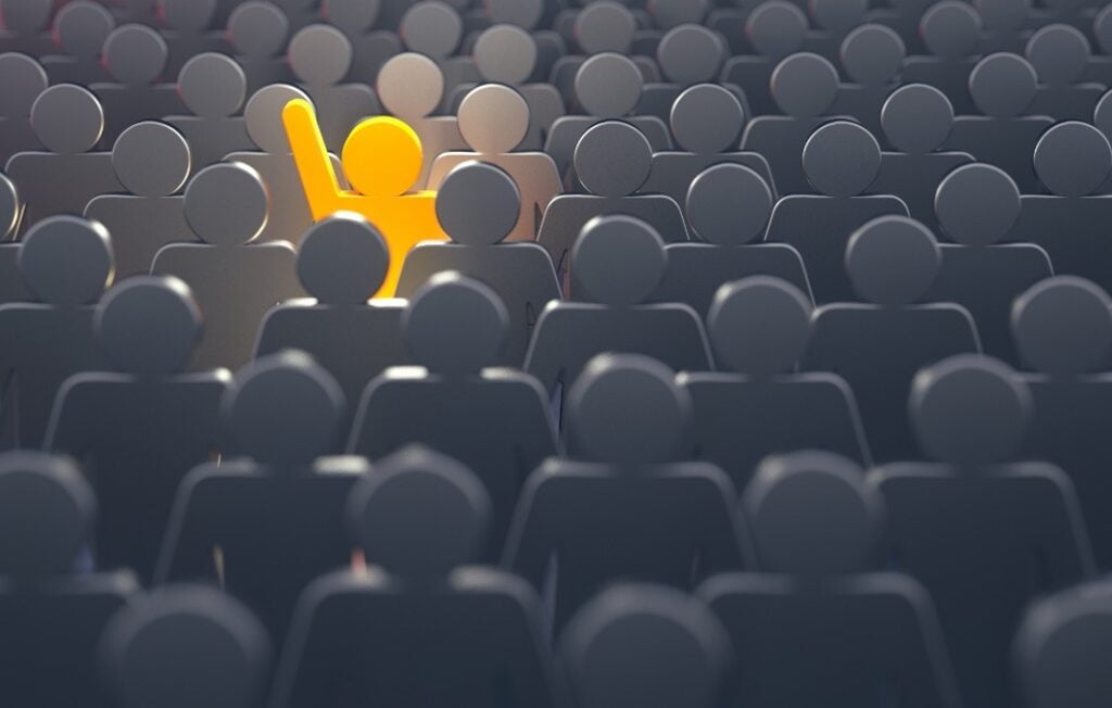 man standing out of crowd - 3d rendering