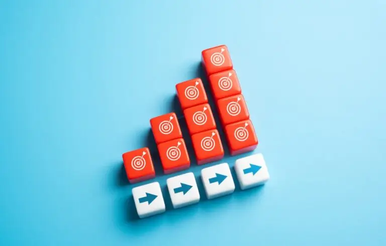 Blocks with bullseyes and arrows stacked on one another