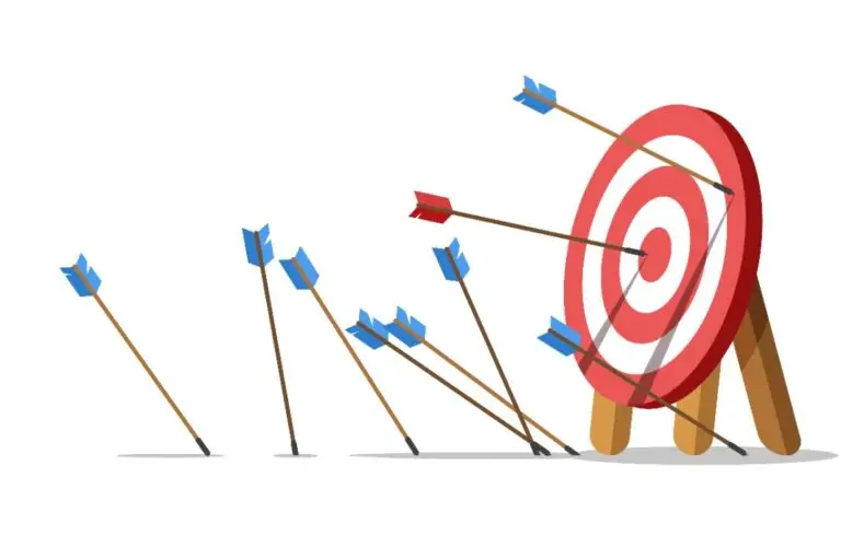 Lots arrows missed hitting target mark and only one hits the center.