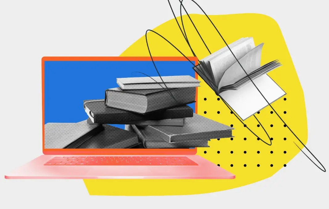 Laptop with many books inside
