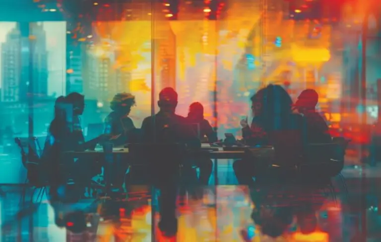 Abstract, boardroom or background with double exposure effect
